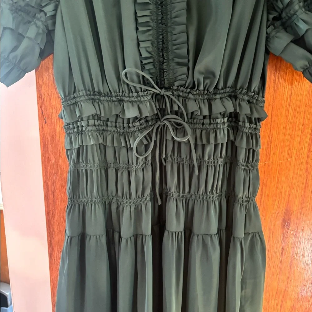 Nanette Lepore Dark Green Long Sleeve Dress - Picture 3 of 4